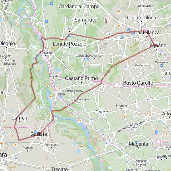 Miniatura della mappa di ispirazione al ciclismo "Tour delle Risorgive" nella regione di Lombardia, Italy. Generata da Tarmacs.app, pianificatore di rotte ciclistiche