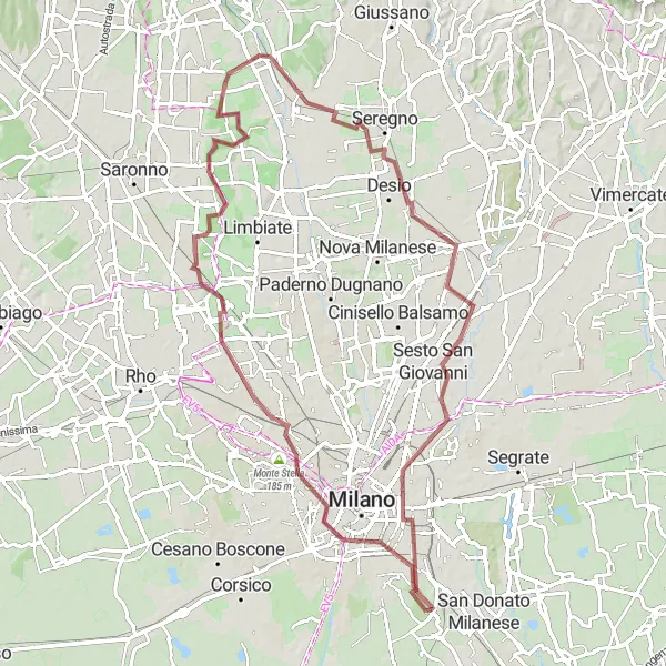 Zemljevid v pomanjšavi "Gravel kolesarska avantura skozi Lombardijo" kolesarske inspiracije v Lombardia, Italy. Generirano z načrtovalcem kolesarskih poti Tarmacs.app