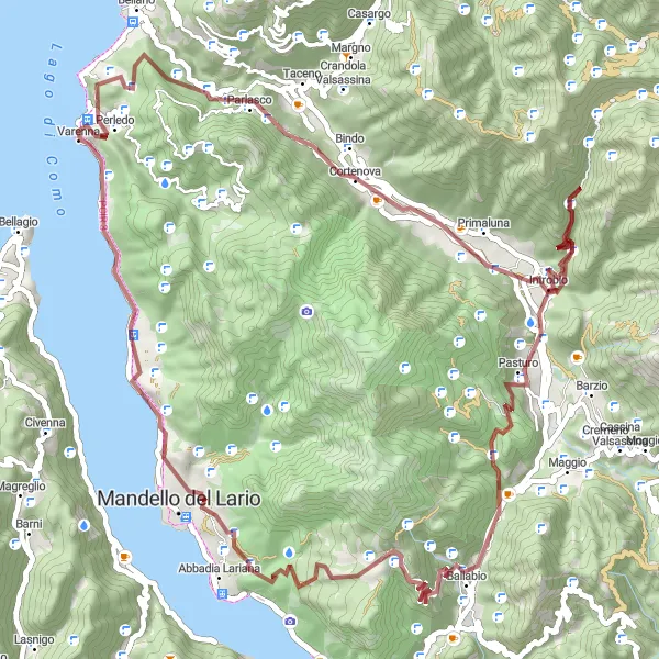 Miniatura della mappa di ispirazione al ciclismo "Gravel tra Monti e Valli" nella regione di Lombardia, Italy. Generata da Tarmacs.app, pianificatore di rotte ciclistiche