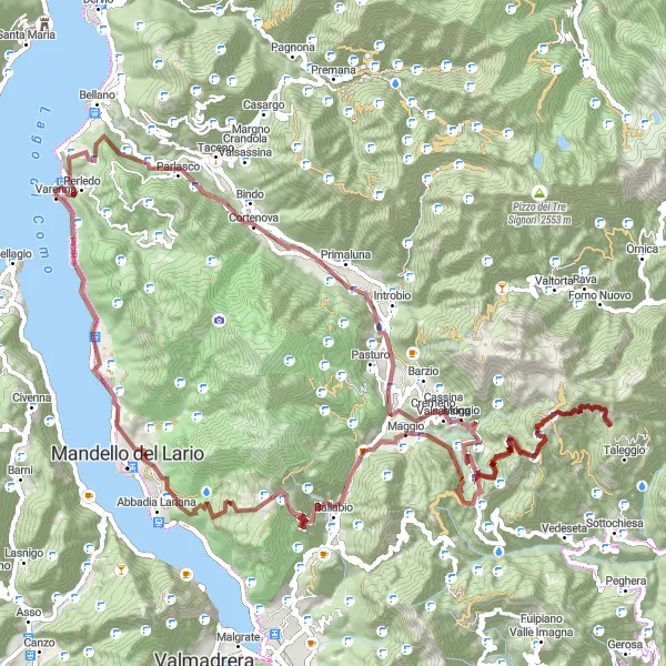 Mapa miniatúra "Cestná cyklotrasa Cortenova - Mont Sodadura" cyklistická inšpirácia v Lombardia, Italy. Vygenerované cyklistickým plánovačom trás Tarmacs.app