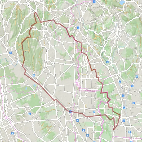 Miniatua del mapa de inspiración ciclista "Ruta de ciclismo de grava a través de Gerenzano y Lazzate" en Lombardia, Italy. Generado por Tarmacs.app planificador de rutas ciclistas