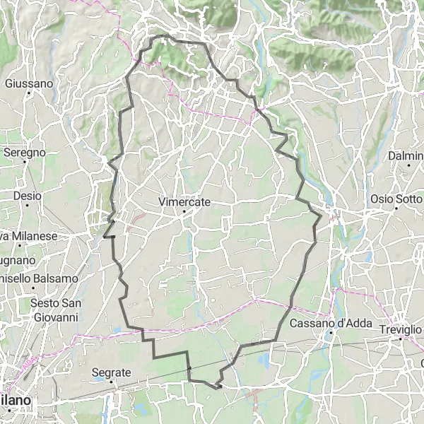 Miniatura della mappa di ispirazione al ciclismo "Giro in bicicletta da Liscate" nella regione di Lombardia, Italy. Generata da Tarmacs.app, pianificatore di rotte ciclistiche