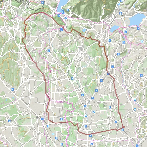 Miniature de la carte de l'inspiration cycliste "Aventure gravel à Limbiate, Carugo et Alzate Brianza" dans la Lombardia, Italy. Générée par le planificateur d'itinéraire cycliste Tarmacs.app
