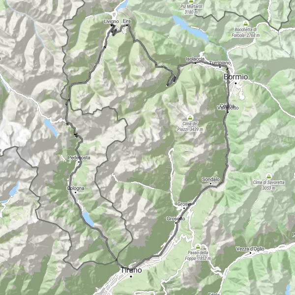 Mapa miniatúra "Náročná zážitková cyklotúra" cyklistická inšpirácia v Lombardia, Italy. Vygenerované cyklistickým plánovačom trás Tarmacs.app