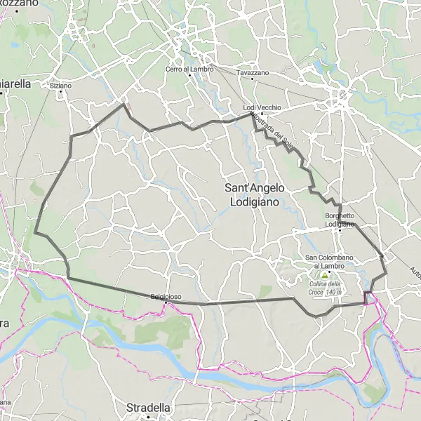 Miniatua del mapa de inspiración ciclista "Ruta de Ciclismo Chignolo Po - Borghetto Lodigiano" en Lombardia, Italy. Generado por Tarmacs.app planificador de rutas ciclistas