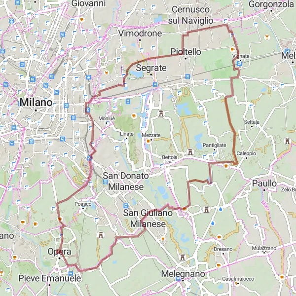Miniatuurkaart van de fietsinspiratie "Rondrit door Val di Riso en Montanaso Lombardo" in Lombardia, Italy. Gemaakt door de Tarmacs.app fietsrouteplanner