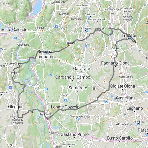 Miniatua del mapa de inspiración ciclista "Ruta de ciclismo de Varesino" en Lombardia, Italy. Generado por Tarmacs.app planificador de rutas ciclistas