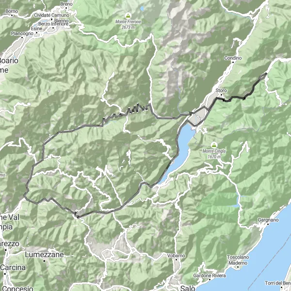 Miniatua del mapa de inspiración ciclista "Vuelta al Lago d'Idro y Passo dell'Ampola" en Lombardia, Italy. Generado por Tarmacs.app planificador de rutas ciclistas