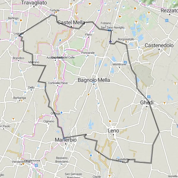 Miniaturní mapa "Cyklistická trasa kolem Lograta" inspirace pro cyklisty v oblasti Lombardia, Italy. Vytvořeno pomocí plánovače tras Tarmacs.app