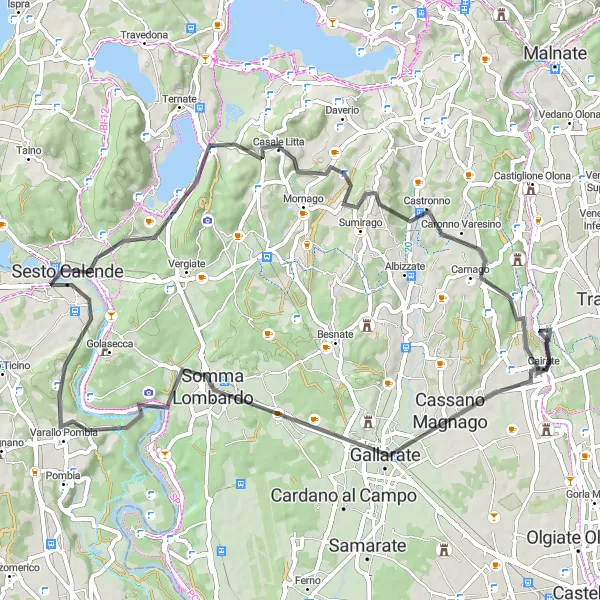 Zemljevid v pomanjšavi "Ustvarjalna kolesarska pot z razgledi" kolesarske inspiracije v Lombardia, Italy. Generirano z načrtovalcem kolesarskih poti Tarmacs.app