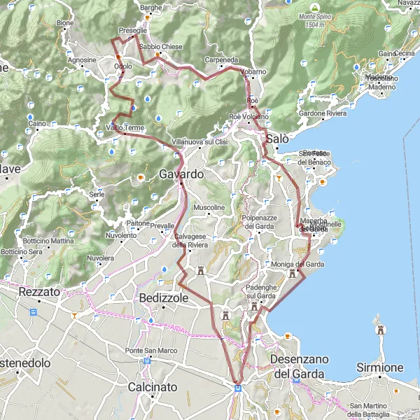Mapa miniatúra "Gravelová dobrodružná cesta v Lombardii" cyklistická inšpirácia v Lombardia, Italy. Vygenerované cyklistickým plánovačom trás Tarmacs.app