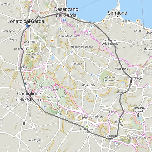 Karttaminiaatyyri "Desenzano del Garda - Castiglione delle Stiviere Loop" pyöräilyinspiraatiosta alueella Lombardia, Italy. Luotu Tarmacs.app pyöräilyreittisuunnittelijalla