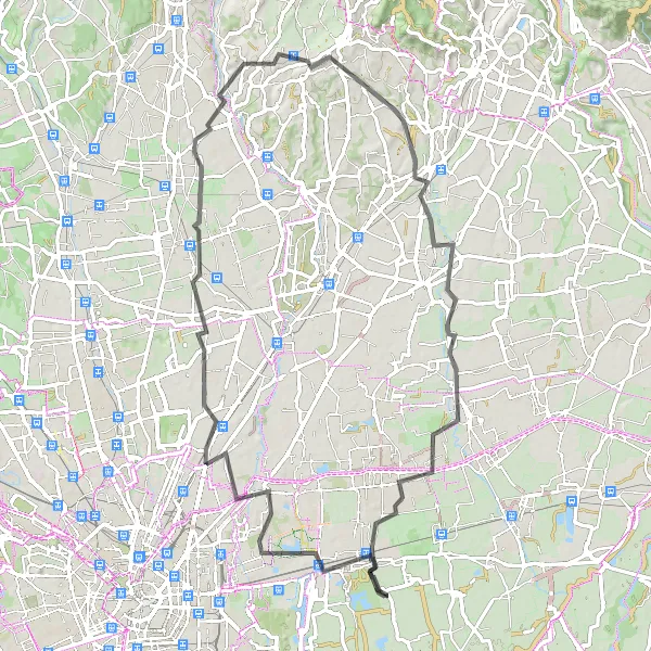 Miniaturní mapa "Okružní cyklistická trasa od Lucino-Rodano" inspirace pro cyklisty v oblasti Lombardia, Italy. Vytvořeno pomocí plánovače tras Tarmacs.app