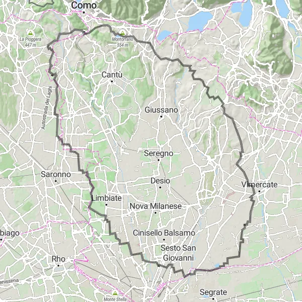 Miniaturní mapa "Cyklistická cesta z Lucina" inspirace pro cyklisty v oblasti Lombardia, Italy. Vytvořeno pomocí plánovače tras Tarmacs.app