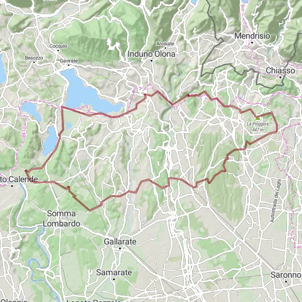 Miniatua del mapa de inspiración ciclista "Ruta de ciclismo de grava Oltrona di San Mamette - La Pioggera" en Lombardia, Italy. Generado por Tarmacs.app planificador de rutas ciclistas