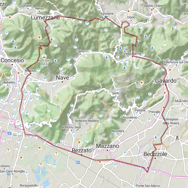 Miniaturní mapa "Lumezzane - Colle Aventino Gravel Cycling Tour" inspirace pro cyklisty v oblasti Lombardia, Italy. Vytvořeno pomocí plánovače tras Tarmacs.app