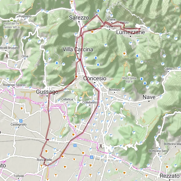Miniatura della mappa di ispirazione al ciclismo "Avventuroso Gravel Lumezzane - Sarezzo" nella regione di Lombardia, Italy. Generata da Tarmacs.app, pianificatore di rotte ciclistiche