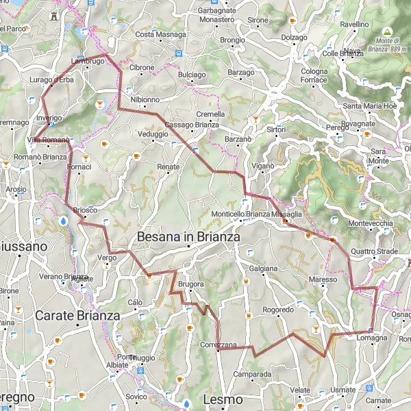 Miniatura della mappa di ispirazione al ciclismo "Avventura sulla strada sterrata: 48 km di puro divertimento" nella regione di Lombardia, Italy. Generata da Tarmacs.app, pianificatore di rotte ciclistiche