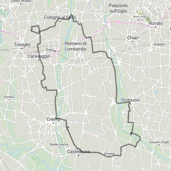 Zemljevid v pomanjšavi "Kolesarjenje do Lurana" kolesarske inspiracije v Lombardia, Italy. Generirano z načrtovalcem kolesarskih poti Tarmacs.app