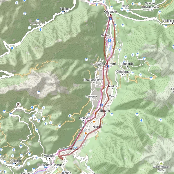 Miniatua del mapa de inspiración ciclista "Excursión a Losine" en Lombardia, Italy. Generado por Tarmacs.app planificador de rutas ciclistas