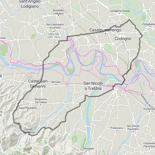 Miniature de la carte de l'inspiration cycliste "La Route des Châteaux Lombards" dans la Lombardia, Italy. Générée par le planificateur d'itinéraire cycliste Tarmacs.app