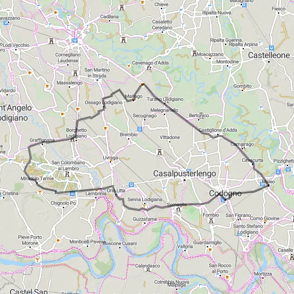 Kartminiatyr av "Bella Lombardia Loop" sykkelinspirasjon i Lombardia, Italy. Generert av Tarmacs.app sykkelrutoplanlegger