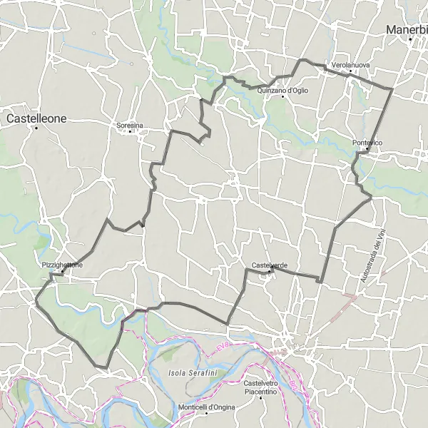 Zemljevid v pomanjšavi "Kolesarska pot ob reki Adda" kolesarske inspiracije v Lombardia, Italy. Generirano z načrtovalcem kolesarskih poti Tarmacs.app