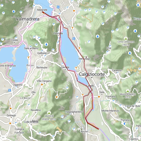 Map miniature of "Scenic Gravel Loop near Malgrate" cycling inspiration in Lombardia, Italy. Generated by Tarmacs.app cycling route planner