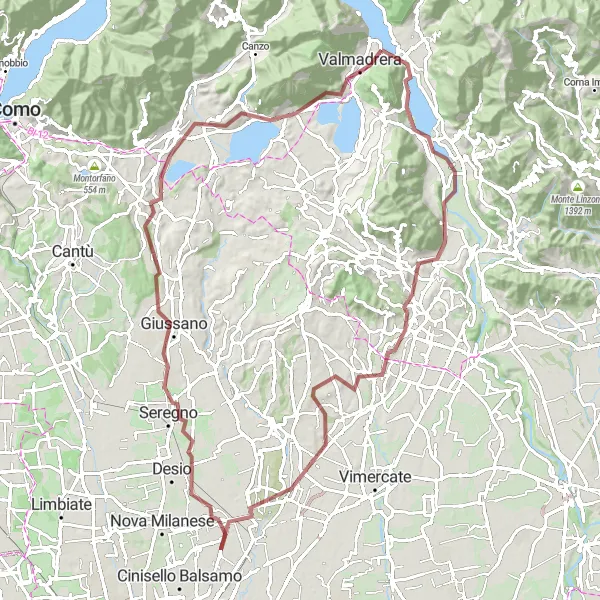 Kartminiatyr av "Grusväg Malgrate - Lecco - Arcore - Erba" cykelinspiration i Lombardia, Italy. Genererad av Tarmacs.app cykelruttplanerare