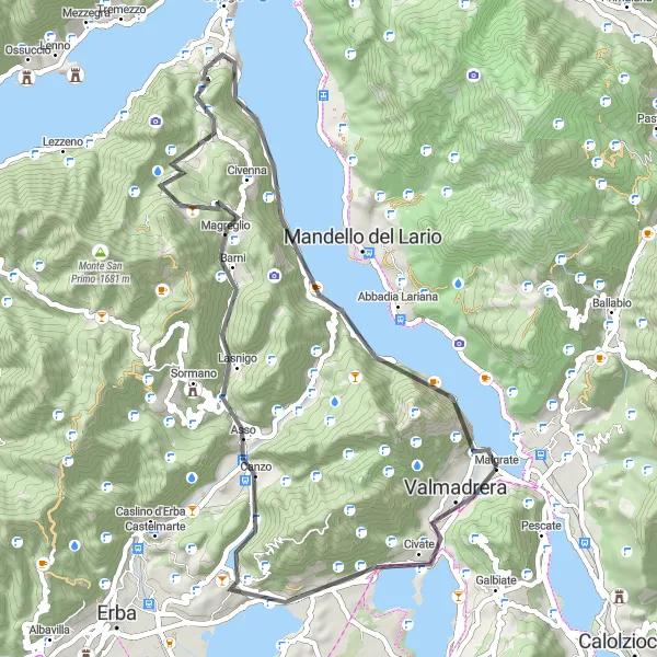 Map miniature of "Road Cycling Adventure with Stunning Views" cycling inspiration in Lombardia, Italy. Generated by Tarmacs.app cycling route planner