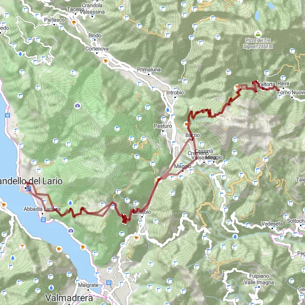 Mapa miniatúra "Valtorta - Zucco della Rocca Circle" cyklistická inšpirácia v Lombardia, Italy. Vygenerované cyklistickým plánovačom trás Tarmacs.app