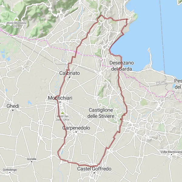 Zemljevid v pomanjšavi "Gorska kolesarska pot okoli Manerba del Garda" kolesarske inspiracije v Lombardia, Italy. Generirano z načrtovalcem kolesarskih poti Tarmacs.app