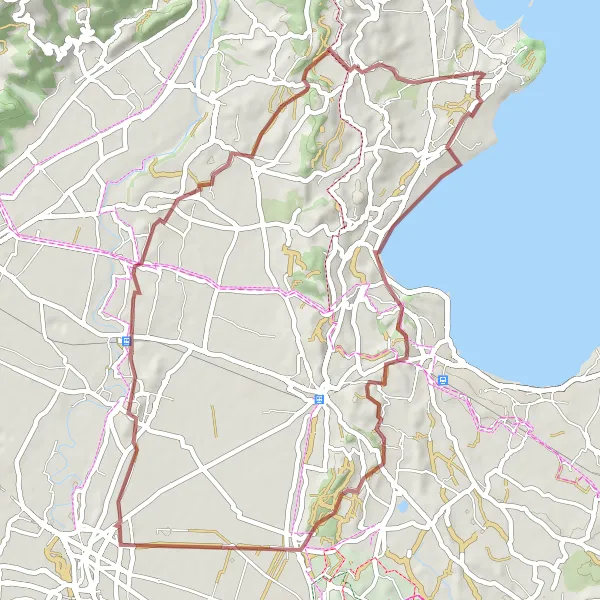 Map miniature of "Manerba Gravel Escape" cycling inspiration in Lombardia, Italy. Generated by Tarmacs.app cycling route planner