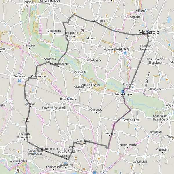 Map miniature of "Exploring the Countryside" cycling inspiration in Lombardia, Italy. Generated by Tarmacs.app cycling route planner