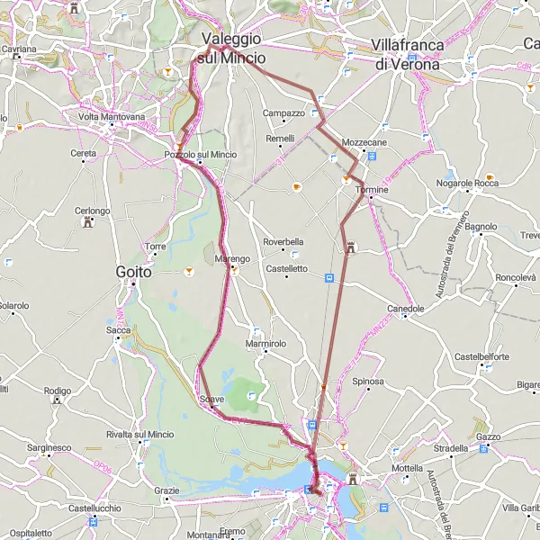 Map miniature of "Tranquil Gravel Retreat to Castiglione Mantovano" cycling inspiration in Lombardia, Italy. Generated by Tarmacs.app cycling route planner