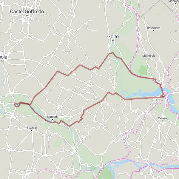 Map miniature of "Gravel Adventure through Historical Mantova" cycling inspiration in Lombardia, Italy. Generated by Tarmacs.app cycling route planner