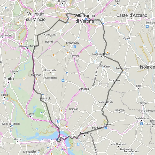 Karten-Miniaturansicht der Radinspiration "Radweg nach Mantua mit atemberaubender Aussicht" in Lombardia, Italy. Erstellt vom Tarmacs.app-Routenplaner für Radtouren