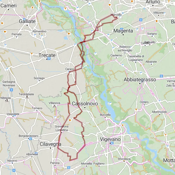Karten-Miniaturansicht der Radinspiration "Ufer und Dörfer entlang des Ticino" in Lombardia, Italy. Erstellt vom Tarmacs.app-Routenplaner für Radtouren