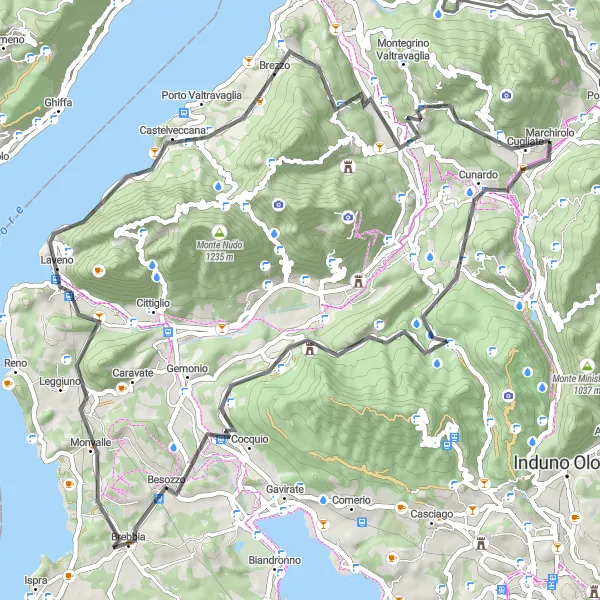 Map miniature of "Hilltop Castles and Scenic Routes" cycling inspiration in Lombardia, Italy. Generated by Tarmacs.app cycling route planner