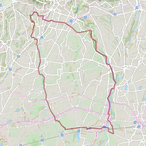 Mapa miniatúra "Offroadová trasa okolo Porto d'Adda" cyklistická inšpirácia v Lombardia, Italy. Vygenerované cyklistickým plánovačom trás Tarmacs.app