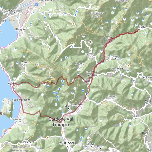 Kartminiatyr av "Breathtaking Views: Gardone Val Trompia to Colpiano" sykkelinspirasjon i Lombardia, Italy. Generert av Tarmacs.app sykkelrutoplanlegger