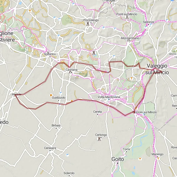 Miniatuurkaart van de fietsinspiratie "Prachtige gravelroute van Medole naar Valeggio sul Mincio" in Lombardia, Italy. Gemaakt door de Tarmacs.app fietsrouteplanner