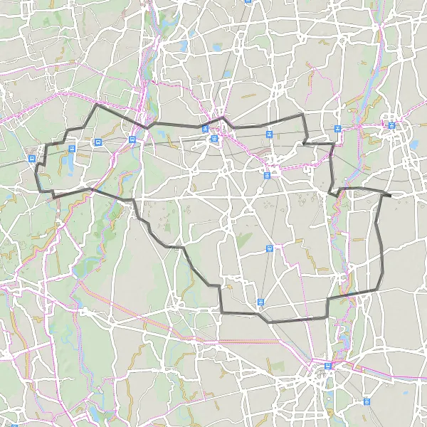 Map miniature of "Melzo to Mozzanica Loop" cycling inspiration in Lombardia, Italy. Generated by Tarmacs.app cycling route planner