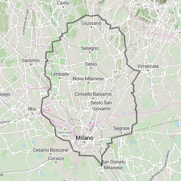 Miniaturní mapa "Výlet na kole plný zážitků po Lombardii" inspirace pro cyklisty v oblasti Lombardia, Italy. Vytvořeno pomocí plánovače tras Tarmacs.app