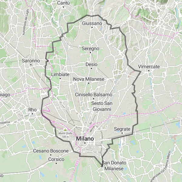 Miniatura della mappa di ispirazione al ciclismo "Avventura ciclistica a Cernusco sul Naviglio" nella regione di Lombardia, Italy. Generata da Tarmacs.app, pianificatore di rotte ciclistiche