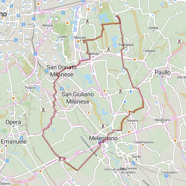 Miniaturní mapa "Gravel Trasa kolem Millepini" inspirace pro cyklisty v oblasti Lombardia, Italy. Vytvořeno pomocí plánovače tras Tarmacs.app