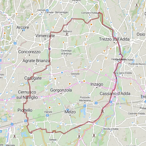 Miniatura mapy "Trasa rowerowa w kierunku Cernusco sul Naviglio" - trasy rowerowej w Lombardia, Italy. Wygenerowane przez planer tras rowerowych Tarmacs.app