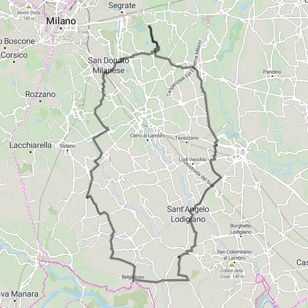 Zemljevid v pomanjšavi "Raziskovanje slikovitih krajev Lombardije" kolesarske inspiracije v Lombardia, Italy. Generirano z načrtovalcem kolesarskih poti Tarmacs.app