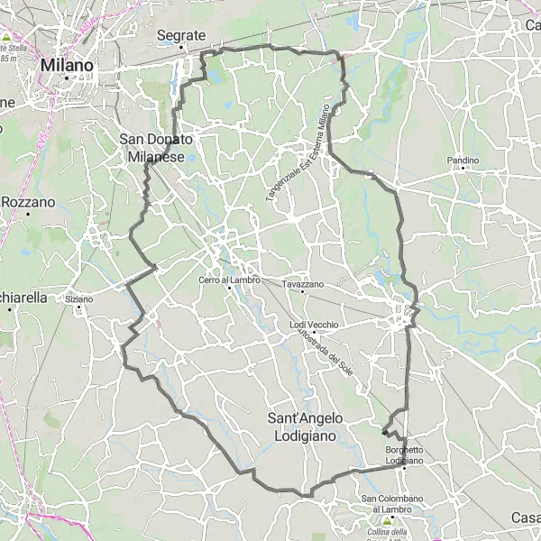 Miniatua del mapa de inspiración ciclista "Ruta circular en bicicleta desde Millepini" en Lombardia, Italy. Generado por Tarmacs.app planificador de rutas ciclistas