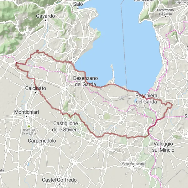 Map miniature of "Gravel Adventure from Monte della Rovere to Ponte San Marco" cycling inspiration in Lombardia, Italy. Generated by Tarmacs.app cycling route planner